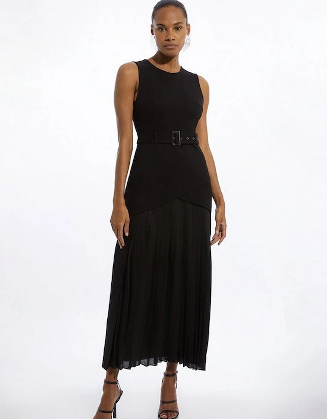 Petite Ponte And Georgette Jersey Pleated Maxi Dress, 5 of 4
