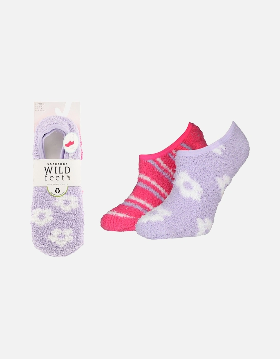 Wildfeet 2 Pack Fluffy Peds Flowers & Stripes