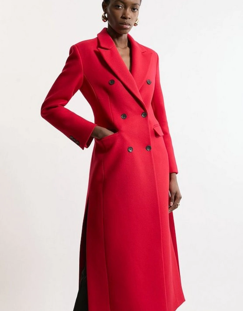 Italian Wool Double Breasted Tailored Maxi Coat