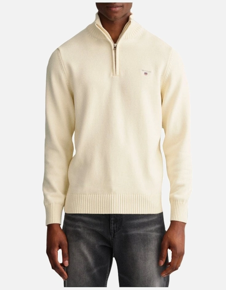 Casual Cotton Half Zip Cream