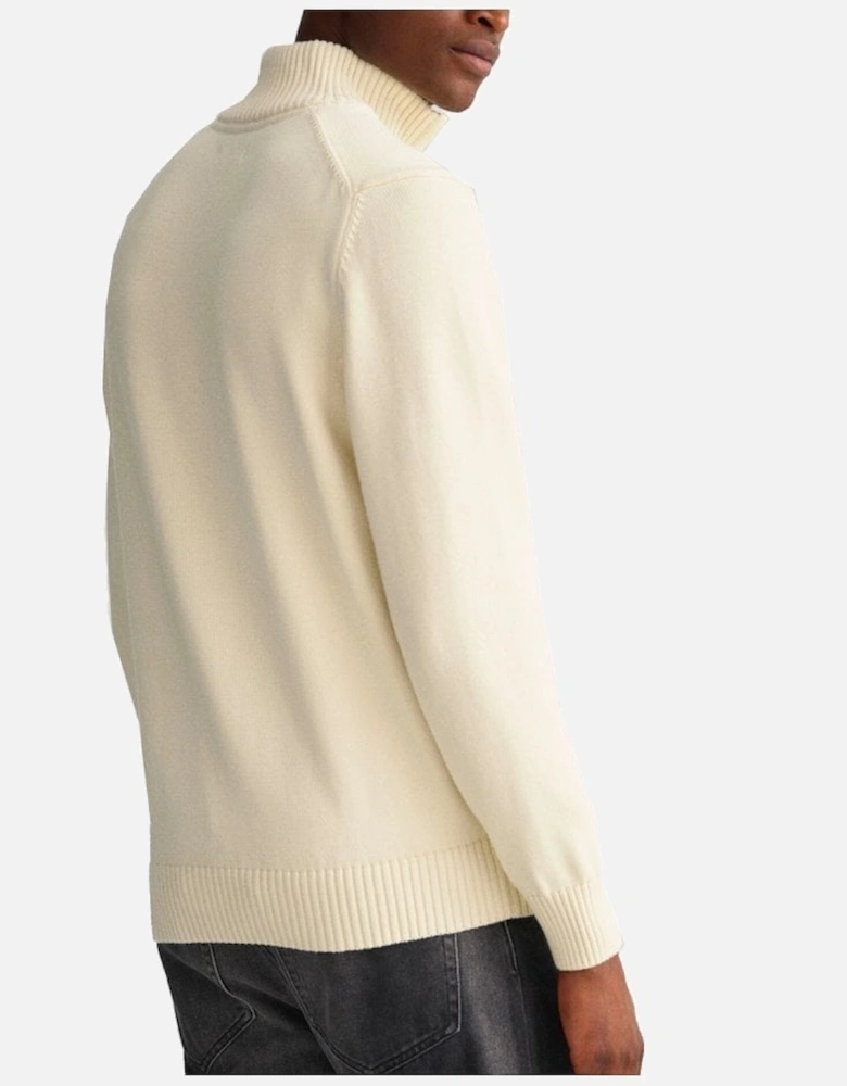 Casual Cotton Half Zip Cream