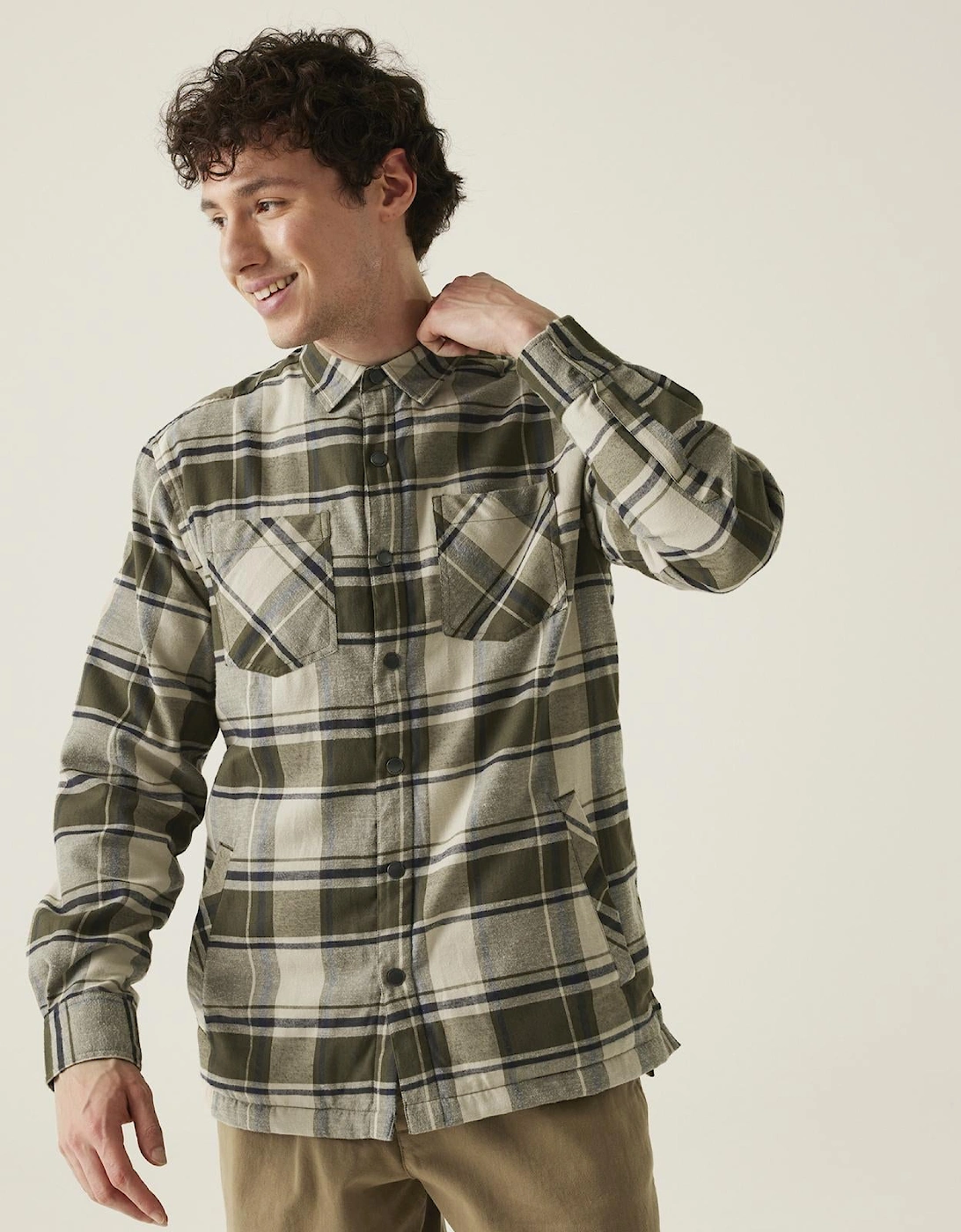 Mens Thamos Long Sleeve Checkered Brushed Shirt, 2 of 1