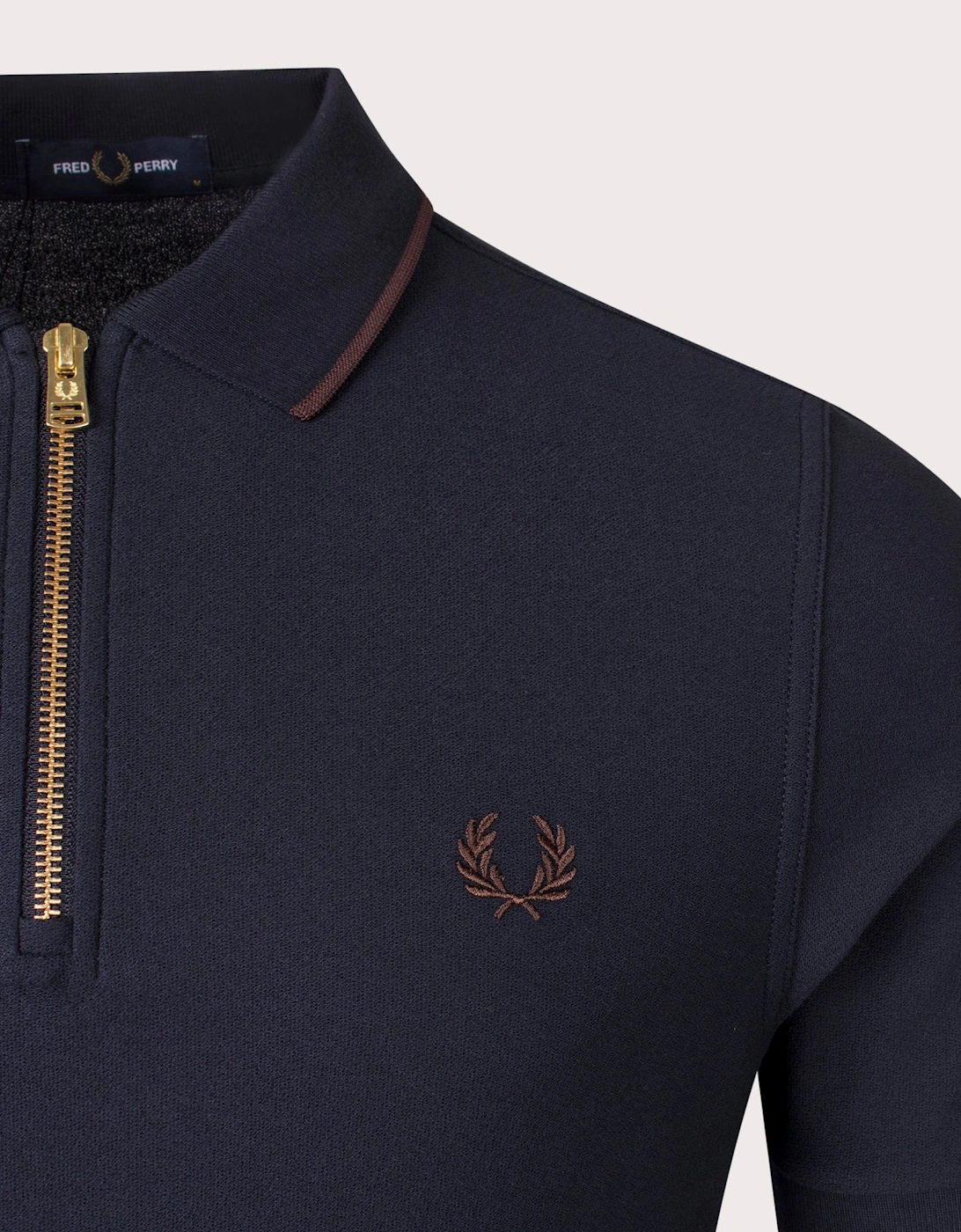 Crepe Pique Zip Neck Polo Shirt