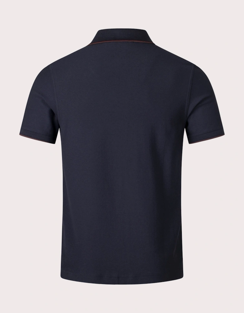 Crepe Pique Zip Neck Polo Shirt