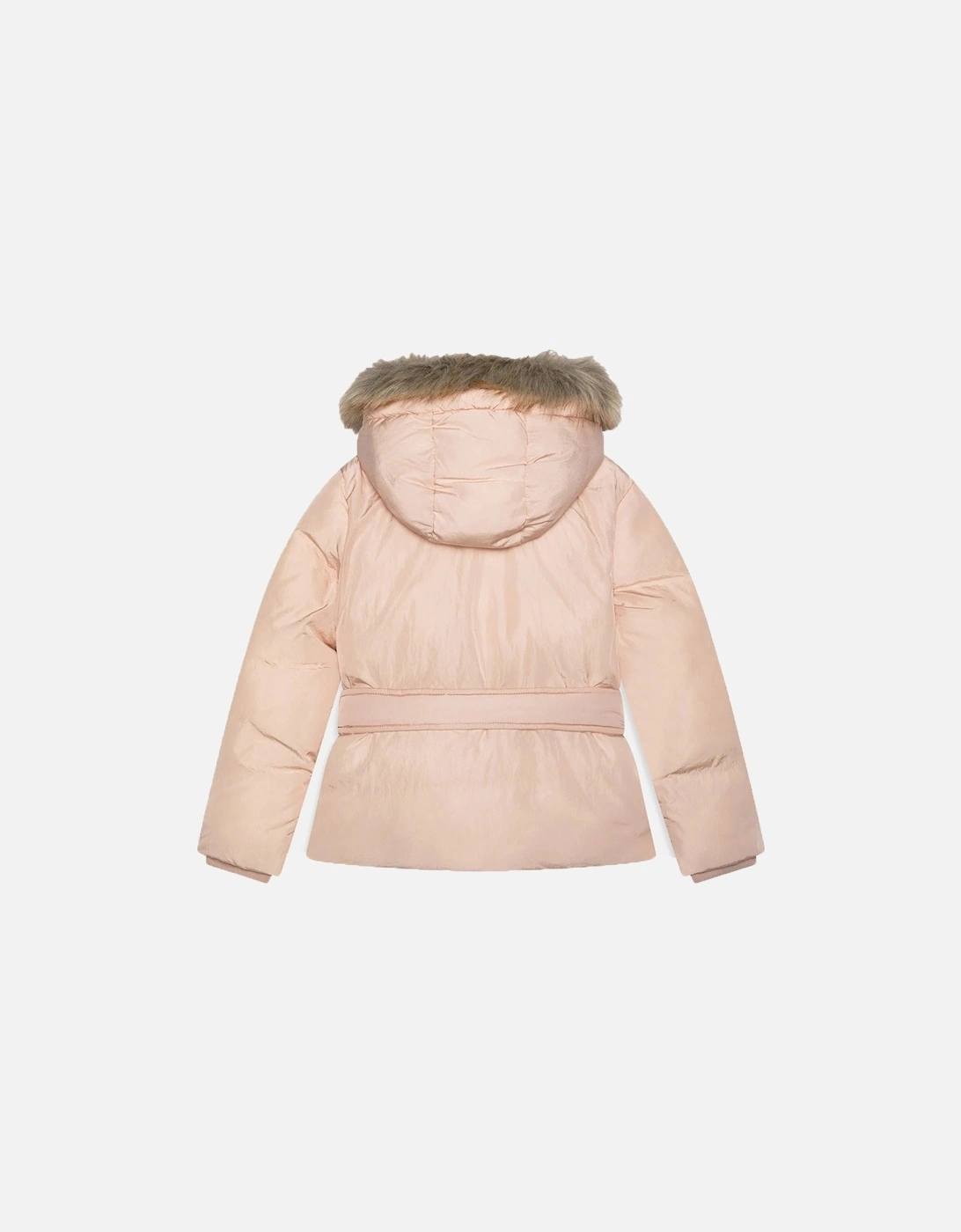 Belted Fur Jacket Pink