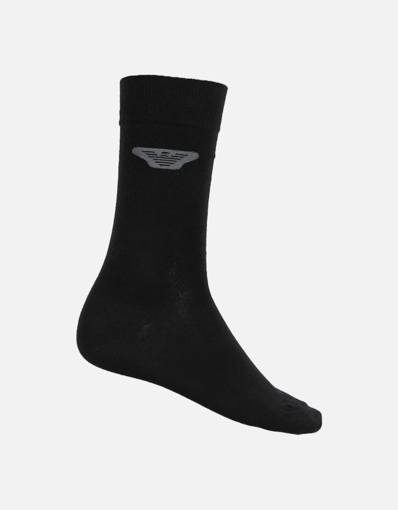 2-Pack Eagle Logo Socks, Black