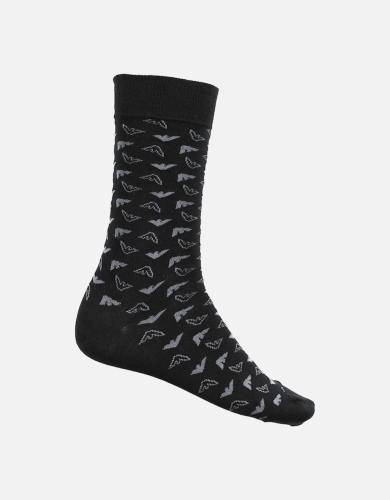 2-Pack Eagle Logo Socks, Black