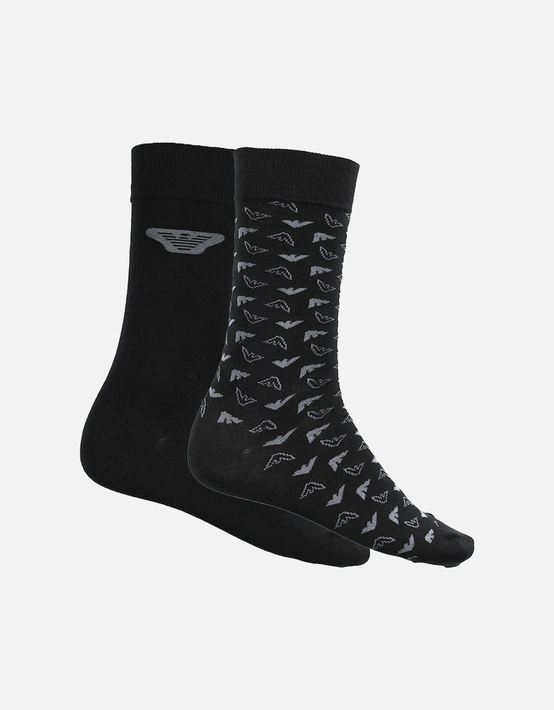 2-Pack Eagle Logo Socks, Black, 6 of 5