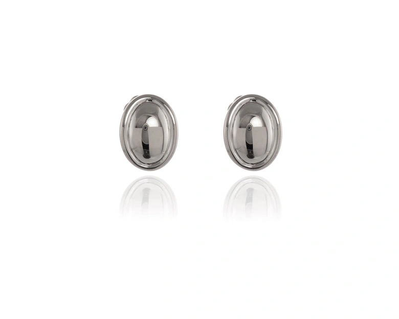 Vega Polished Silver Clip On Earrings