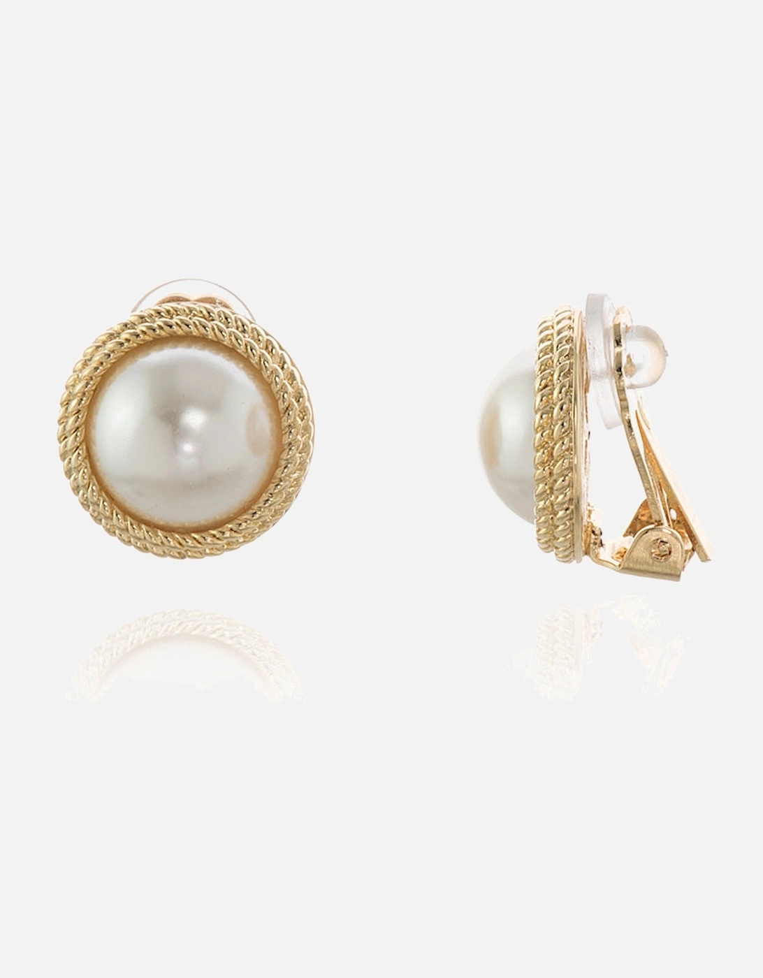 Women's Cachet London Elan  Pearl Gold Clip On Earrings - White