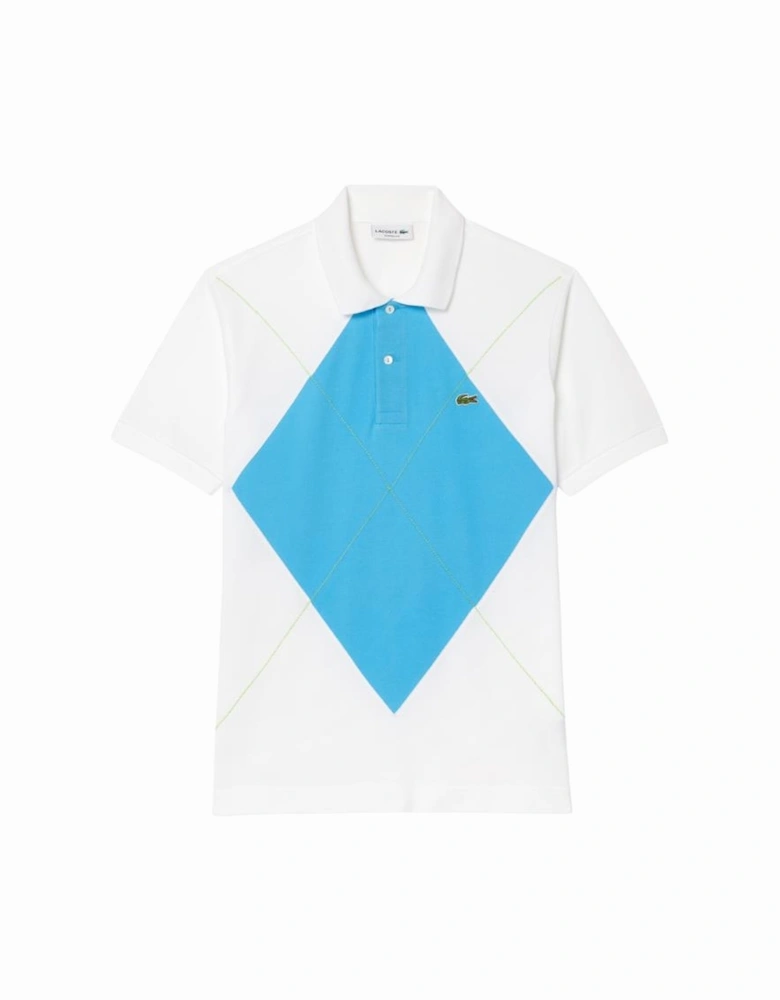 Vintage Argyle Polo - White/Blue