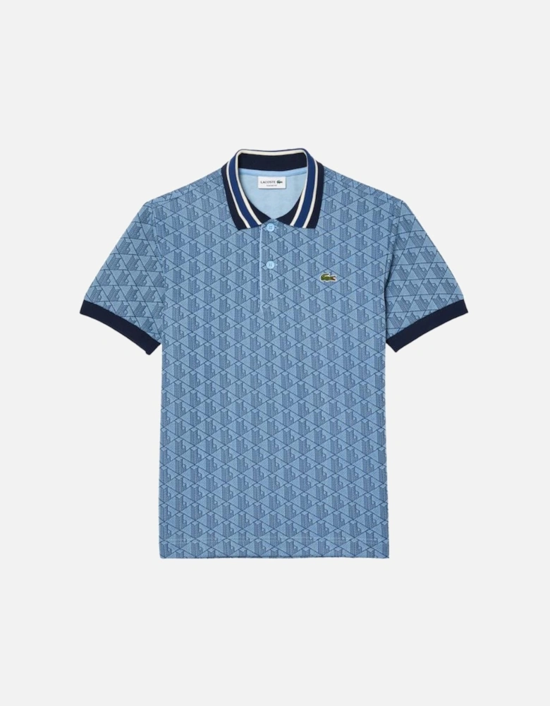 SS Jacquard Polo - Sky/Navy