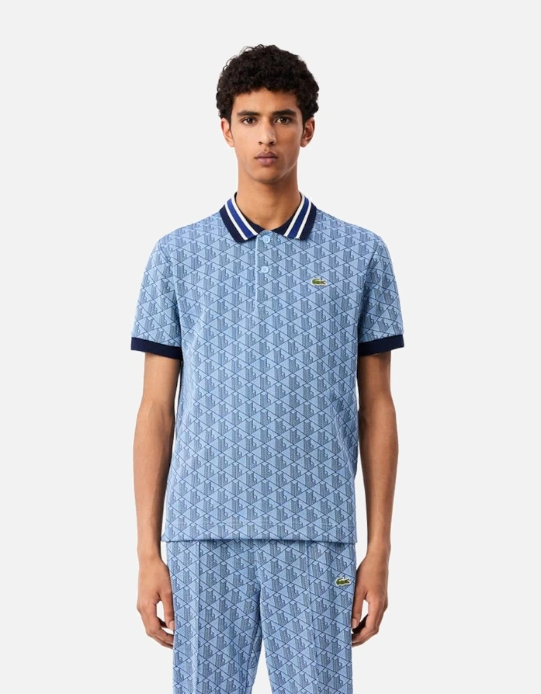 SS Jacquard Polo - Sky/Navy