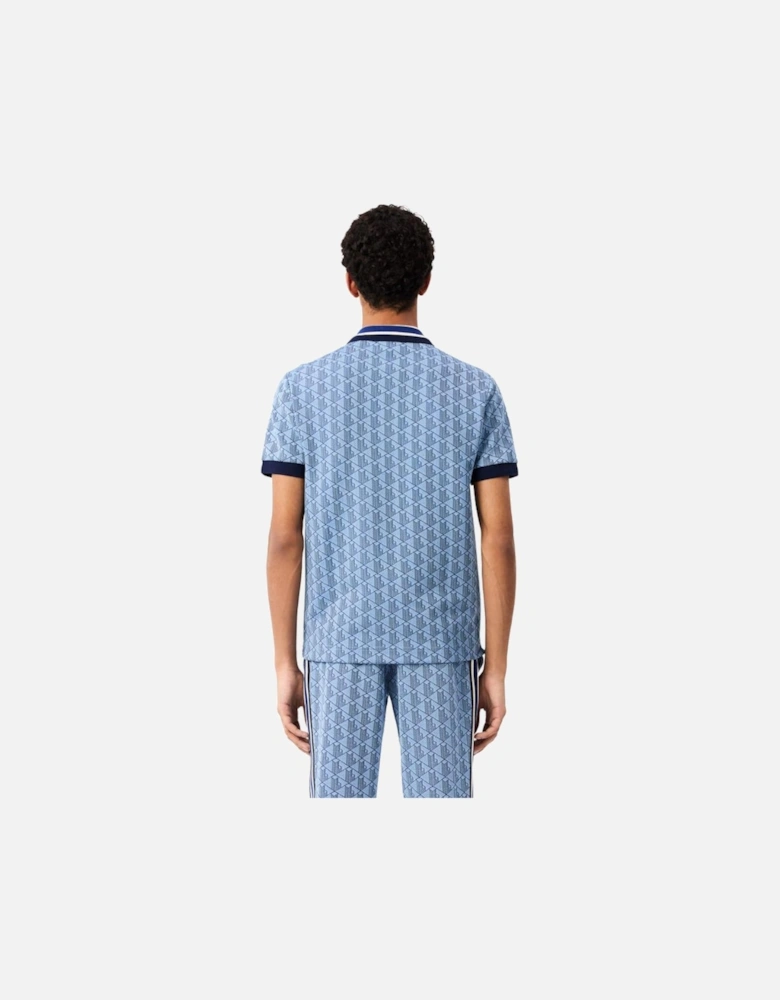 SS Jacquard Polo - Sky/Navy