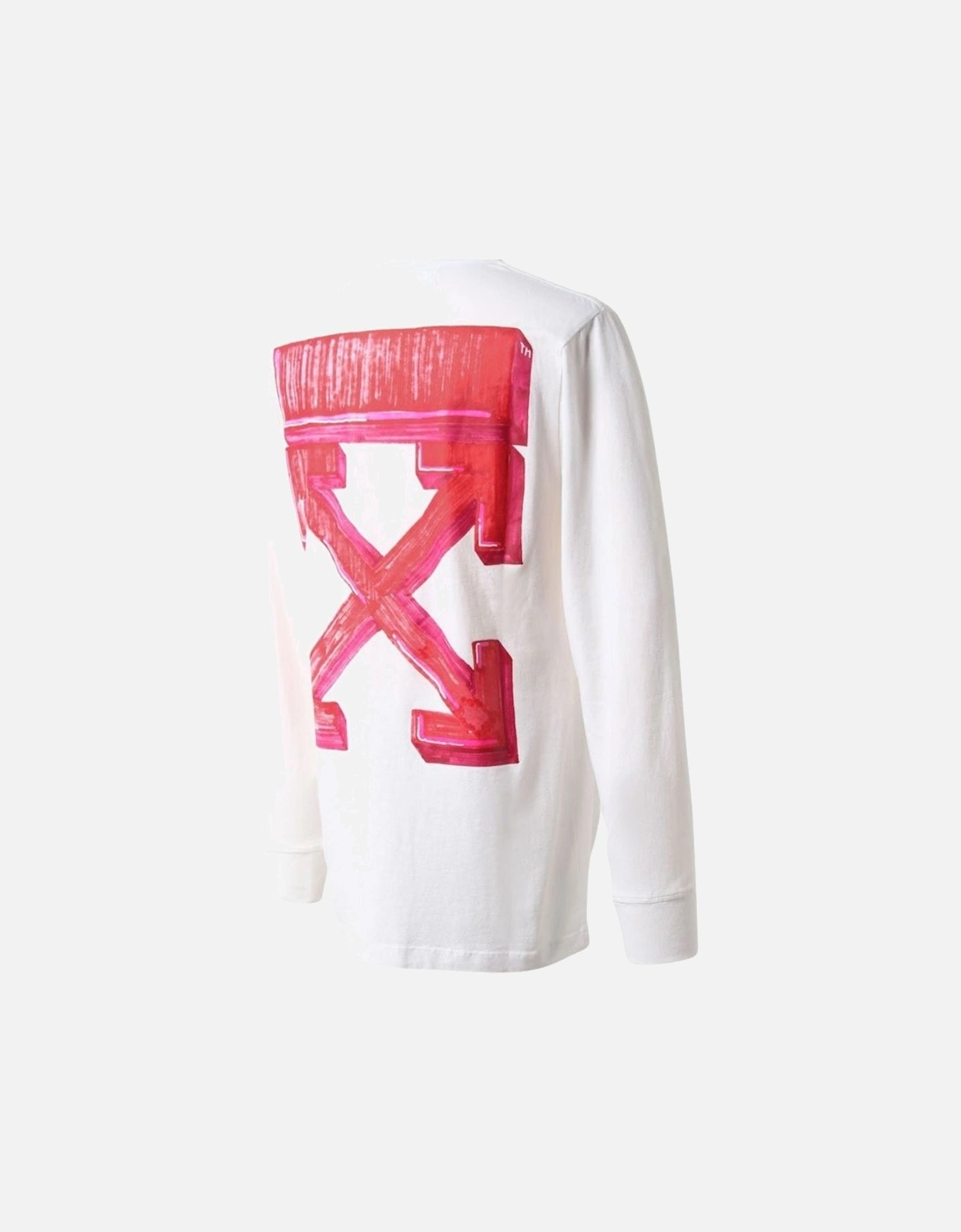 Off White Marker Logo White Long Sleeved T Shirt