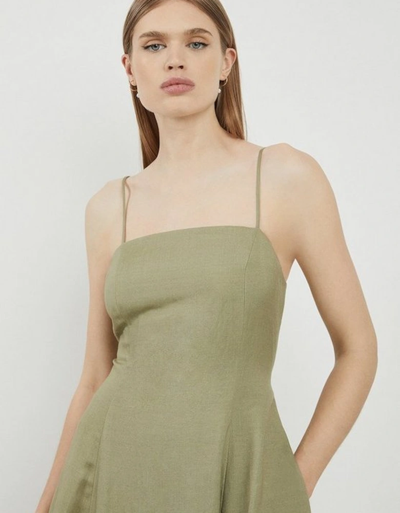 Lydia Millen Linen Woven Strappy Maxi Dress