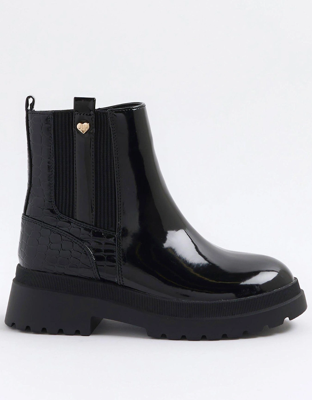 Older Girl Patent Stud Chelsea Boots - Black, 6 of 5