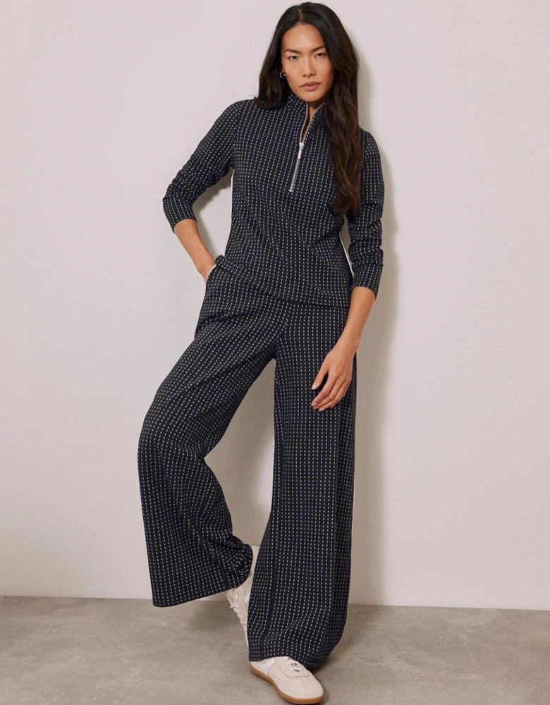 Navy Pinstripe Wide Trouser