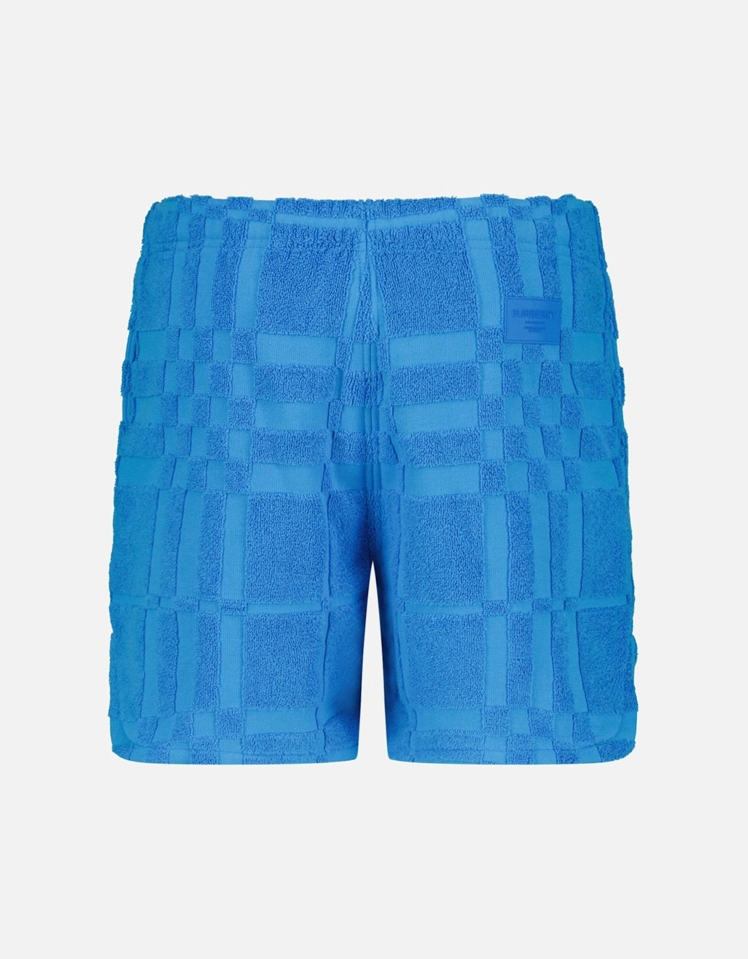 'Morden' Check Knit Cotton Terry Shorts Blue