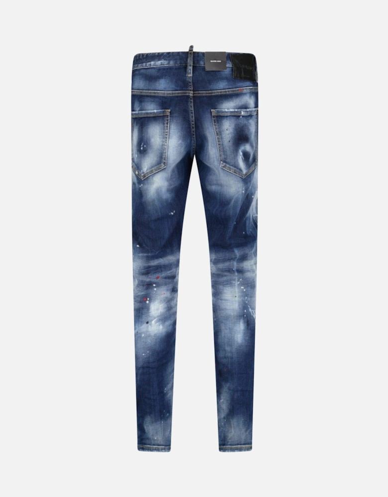 'Skater' Leather Logo Jeans Blue