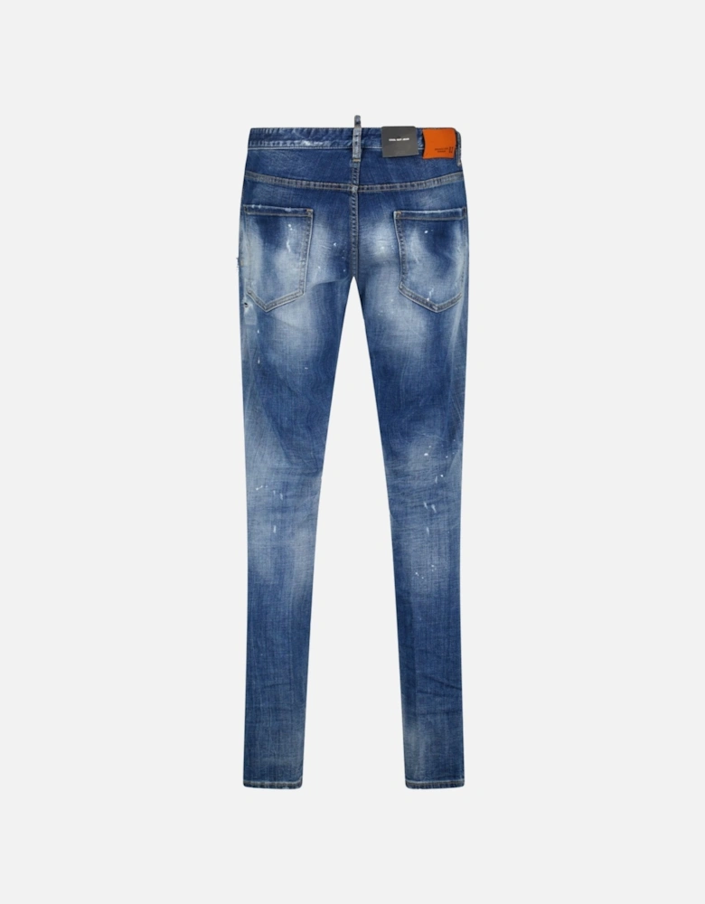 'Cool Guy' Orange Logo Slim Fit Jeans Blue