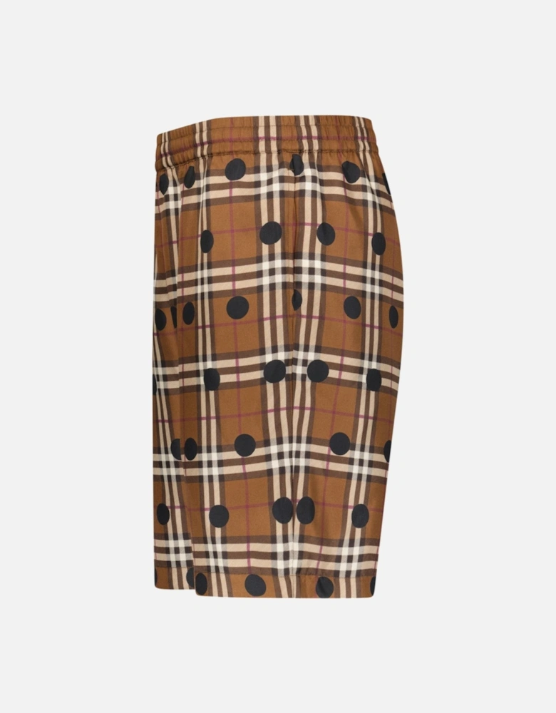 'Bradeston' Silk Dark Birch Check Shorts Brown