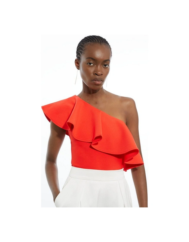 Figure Form Bandage Drama Frill Knit Top