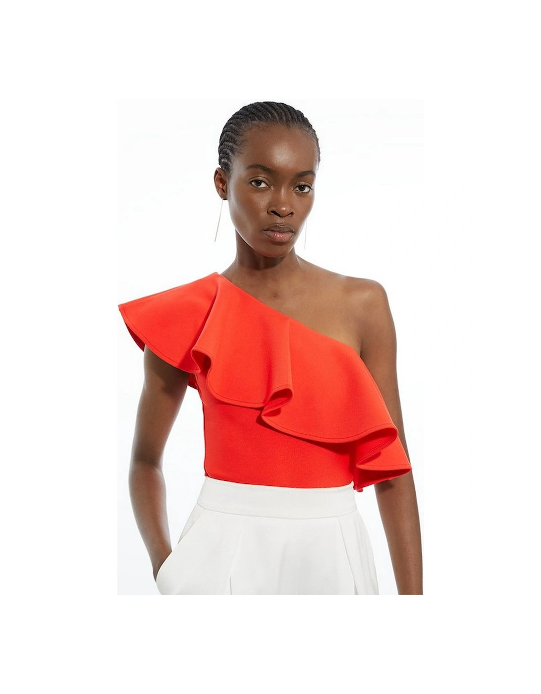 Figure Form Bandage Drama Frill Knit Top, 5 of 4