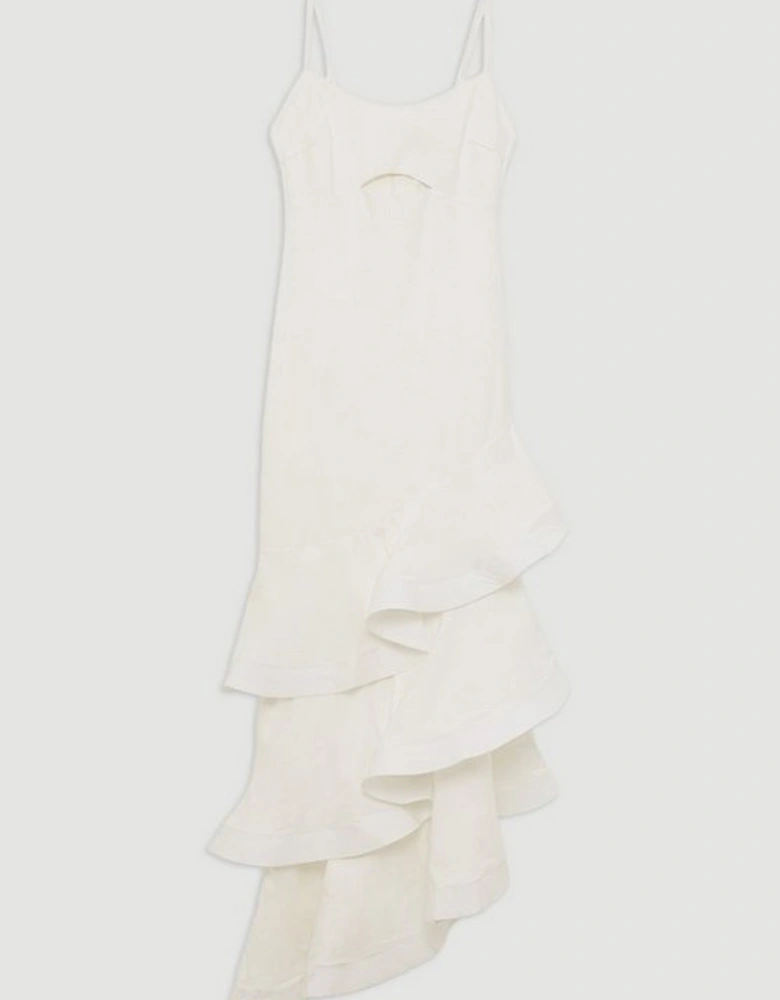 Cotton Ponte Jersey Ruffle Hem Maxi Dress