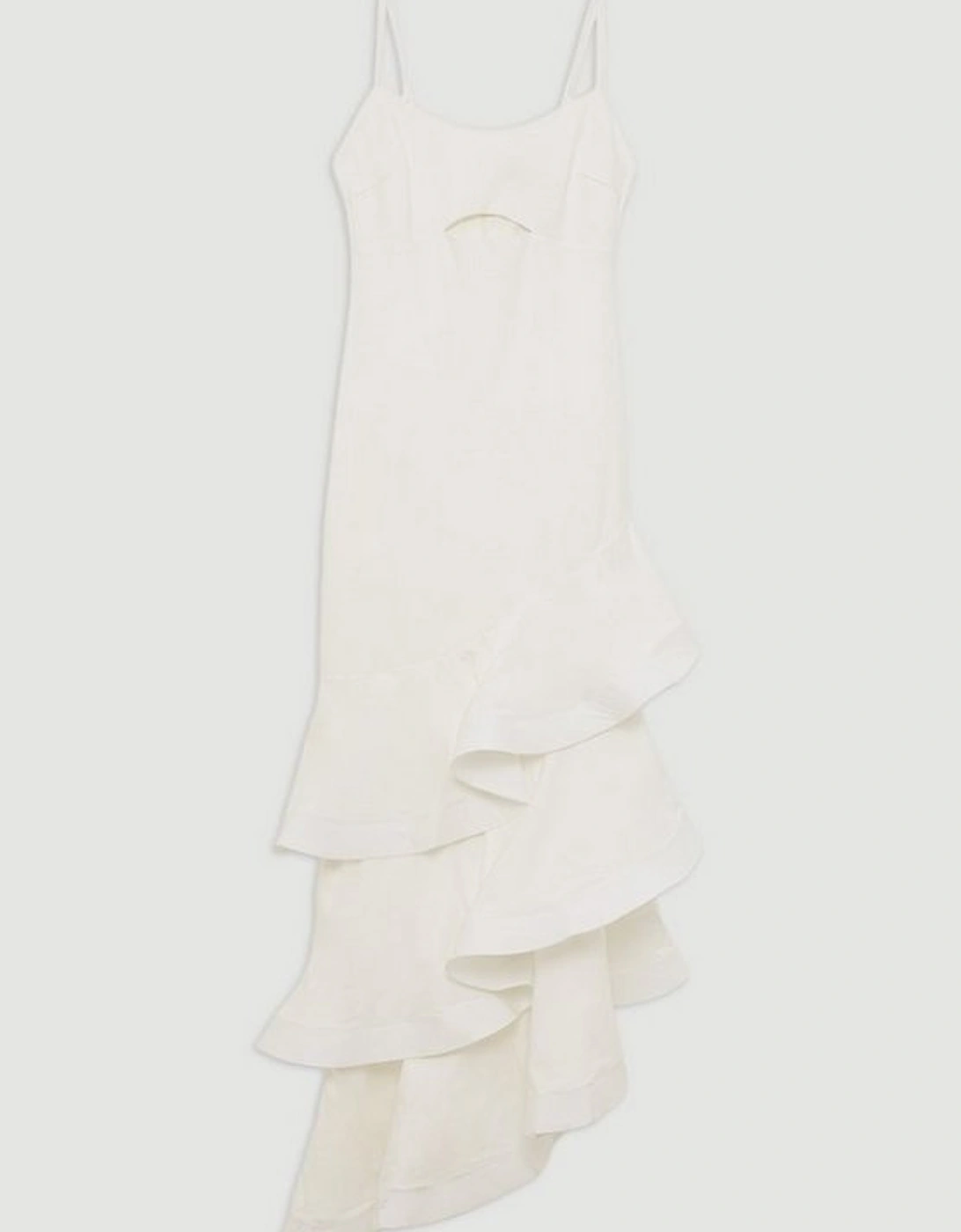 Cotton Ponte Jersey Ruffle Hem Maxi Dress