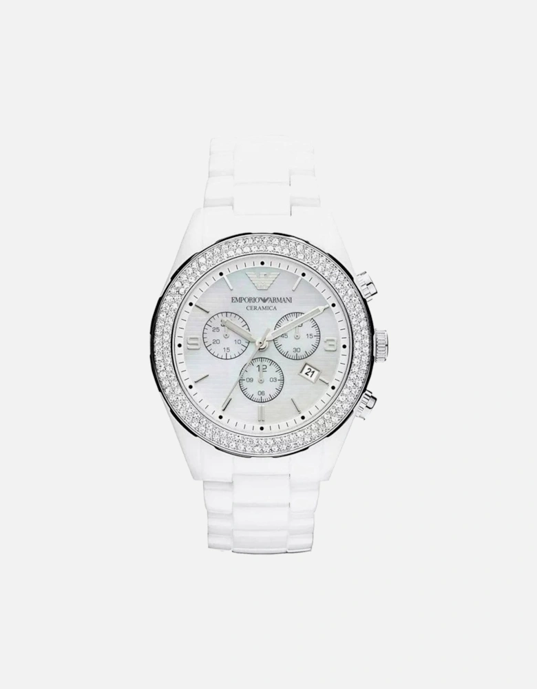 AR1456 Ceramica Crystal White Ladies Watch