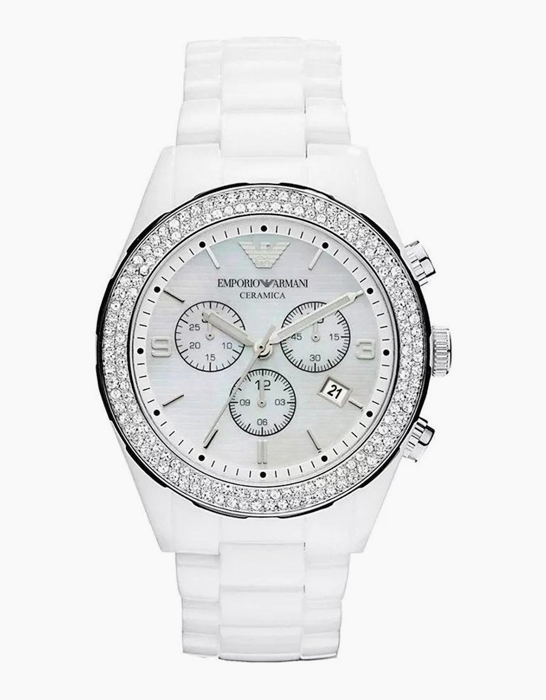 Emporio Armani Women's Emporio Armani AR1456 Ceramica Crystal White Ladies Watch