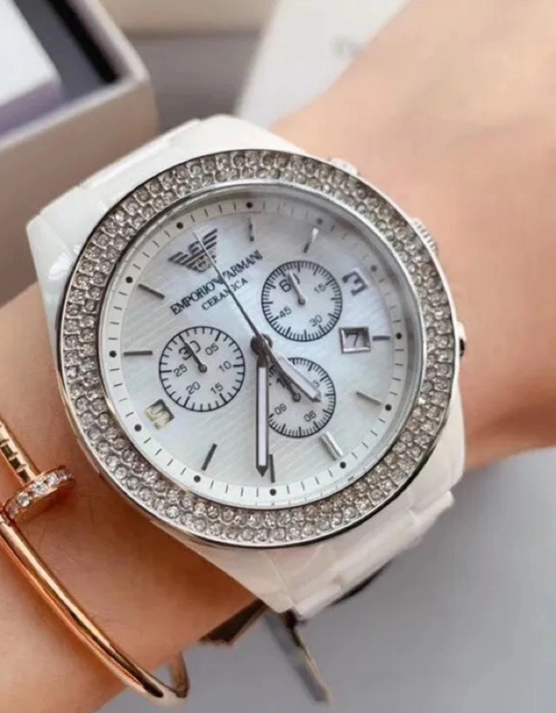 AR1456 Ceramica Crystal White Ladies Watch