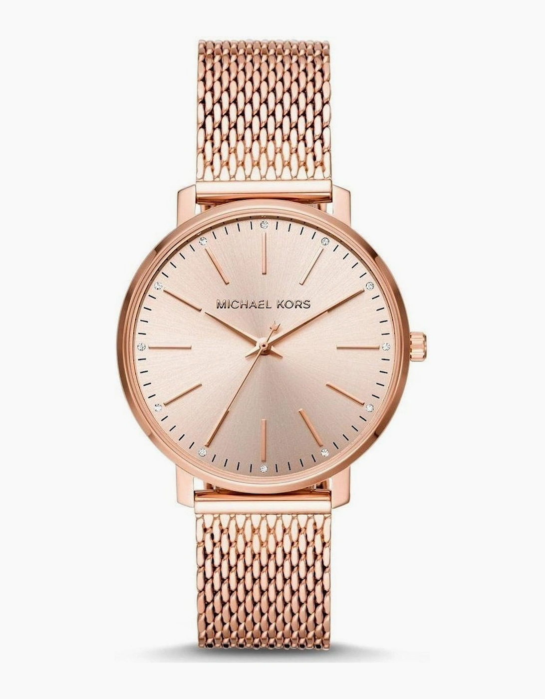 Women's Michael Kors MK4340 Pyper Quartz Crystal Rose Gold Dial Ladies Watch - Tan