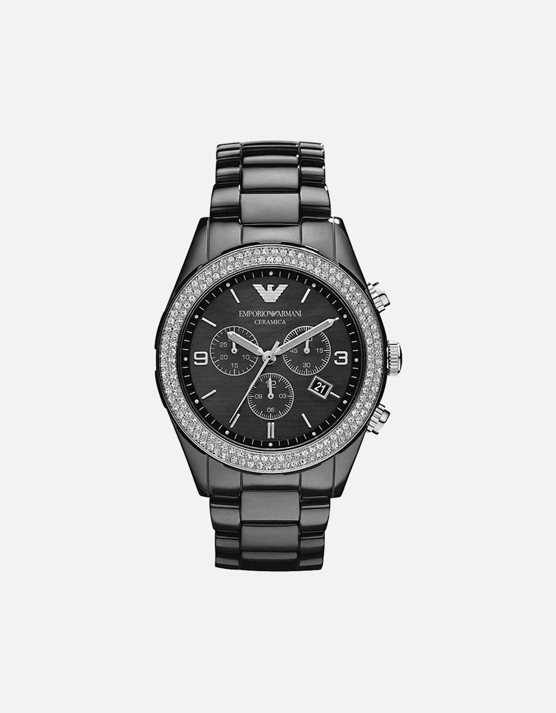Women's Emporio Armani AR1455 Ceramica Ladies Crystal Watch - Black
