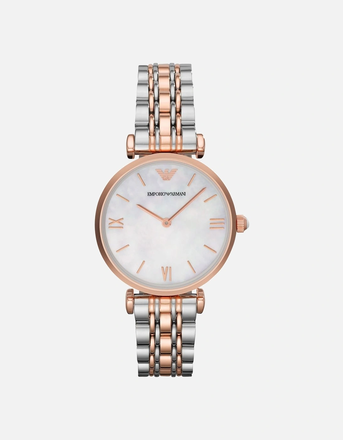 Emporio Armani Women's Emporio Armani AR1683 Gianni T-Bar Two Tone Ladies Watch - White