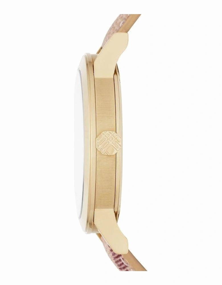 BU9026 The City Champagne Dial Check Strap Women's Watch