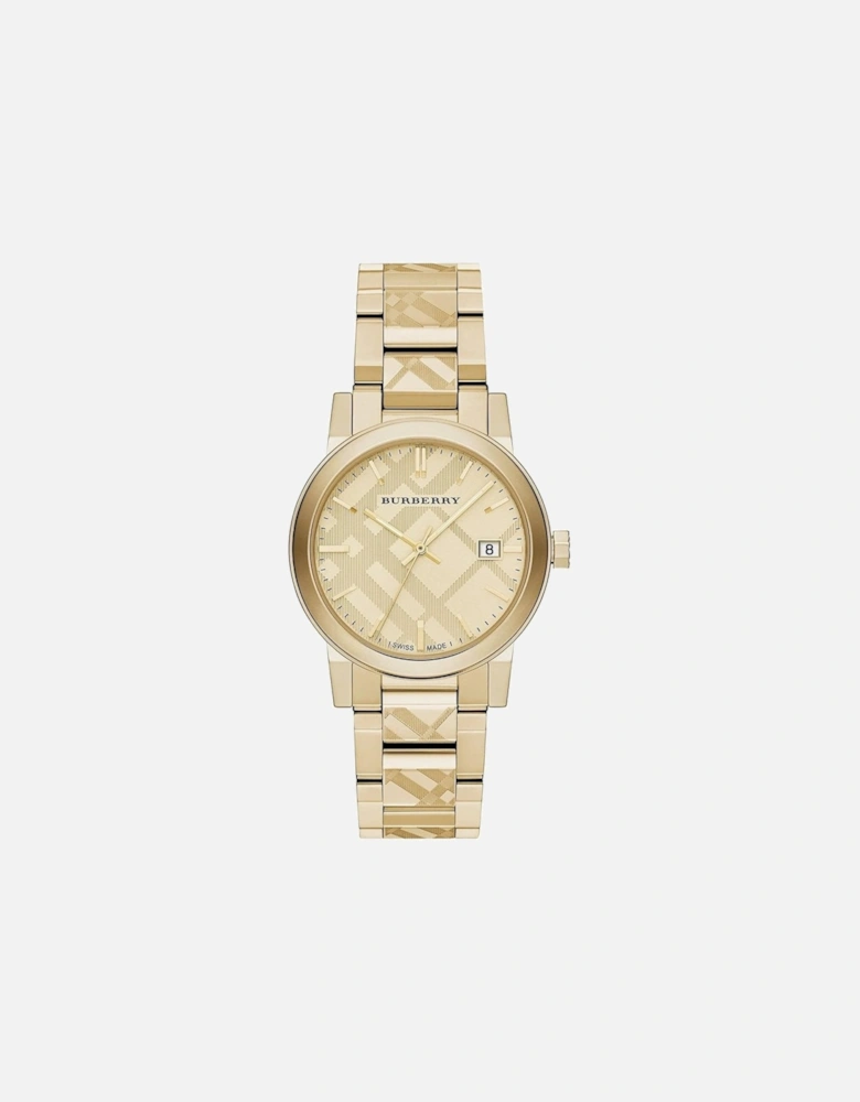 BU9038 The City Engraved Checked Gold Unisex Watch