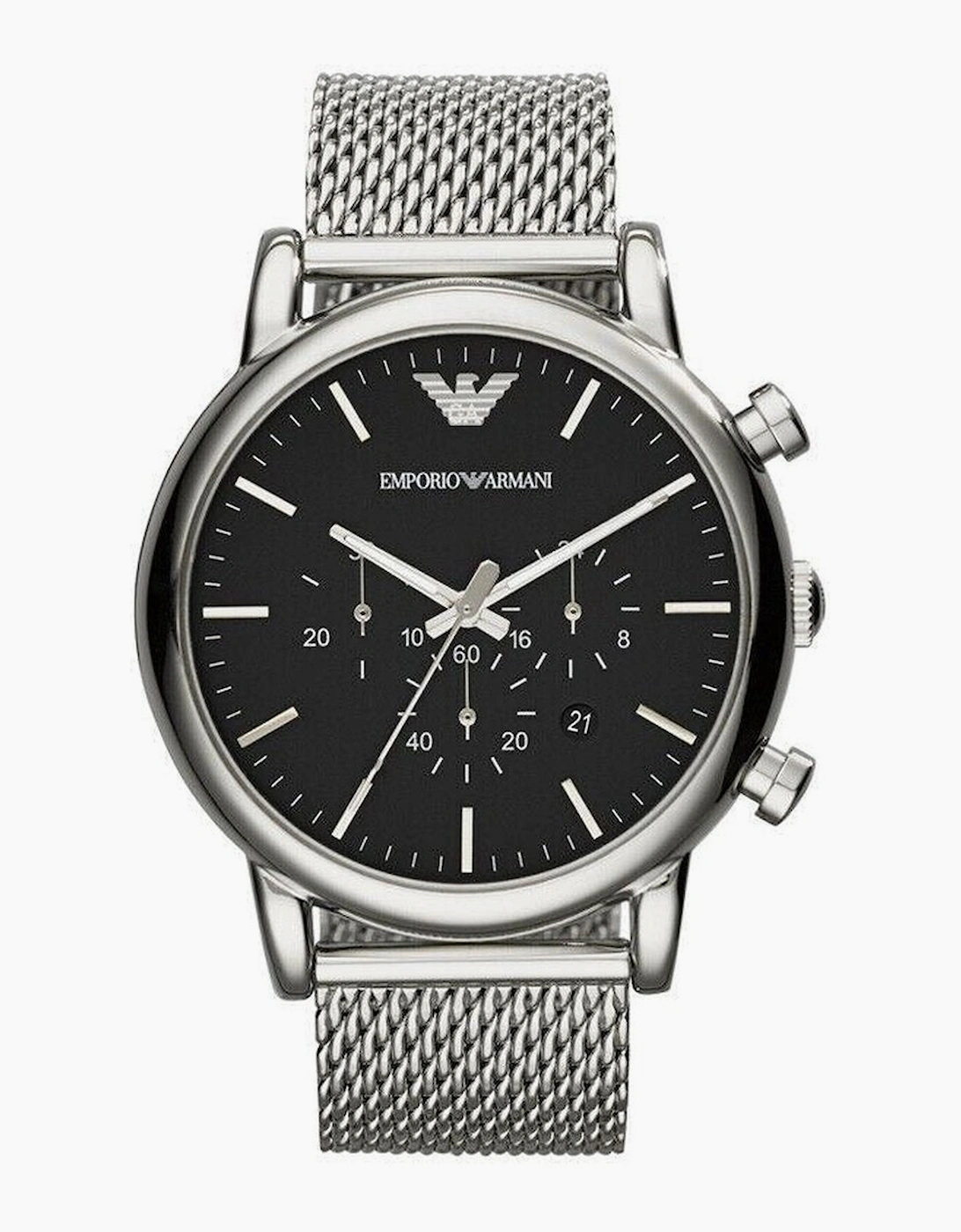 Emporio Armani Men's Emporio Armani AR1808 46mm Classic Chronograph Black Dial Men's Watch - Silver