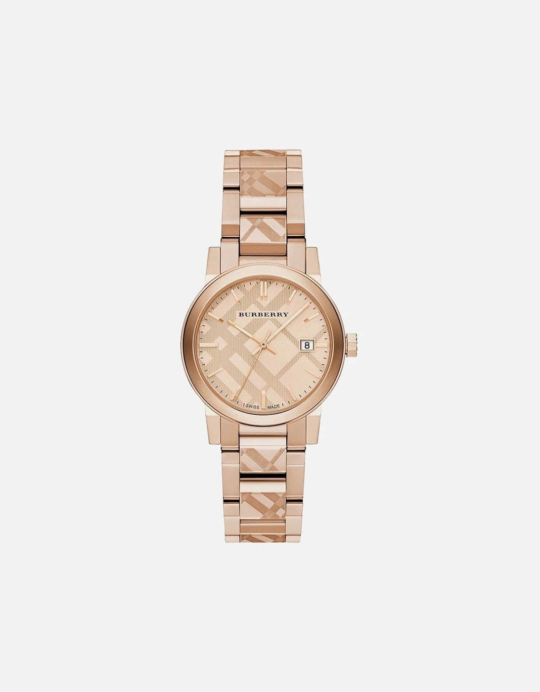 Burberry Unisex Tan Bu9146 The City Engraved Check Watch