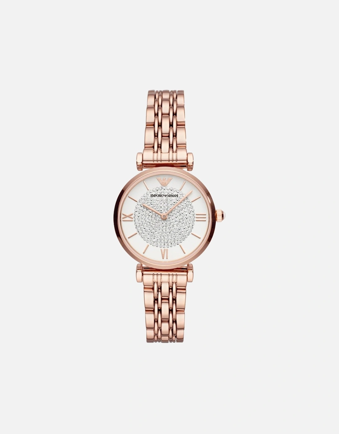 Women's Emporio Armani AR11244 T-Bar Rose Gold Tone Ladies Watch - White
