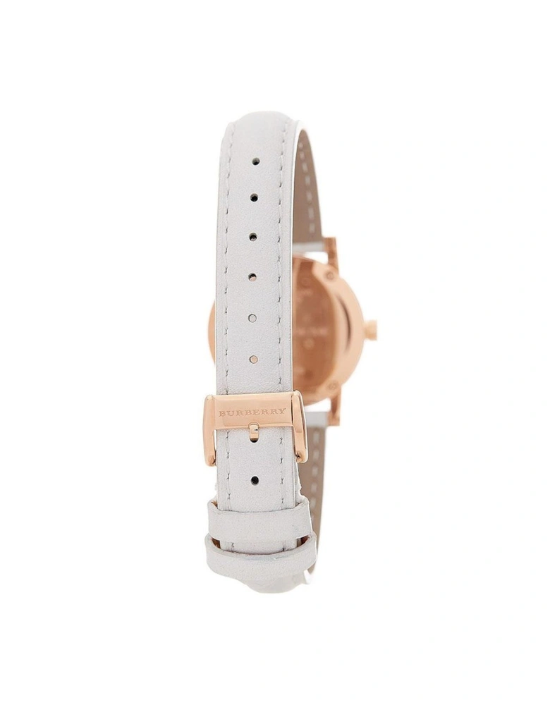 BU9209 Rose Gold Tone White Leather Women's Watch