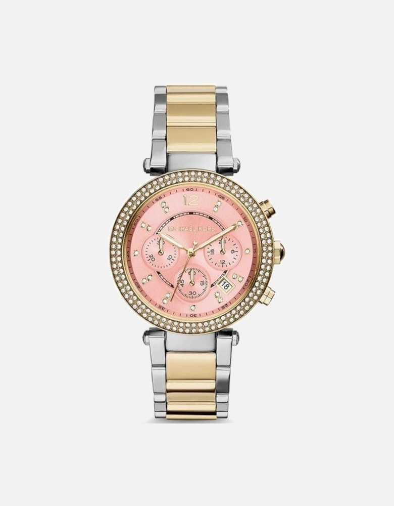MK6140 Parker Chronograph Pink Dial Two-tone Women's Watch