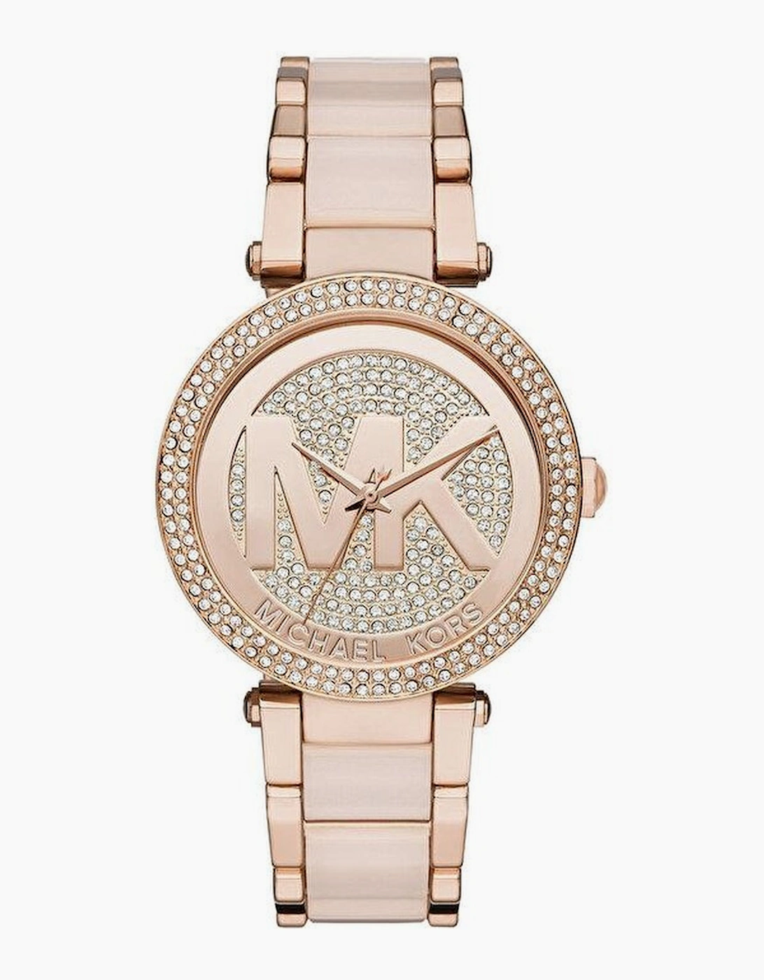 Women's Michael Kors MK6176 Parker Crystal Pave Logo Dial Ladies 39mm Watch - Rose Gold