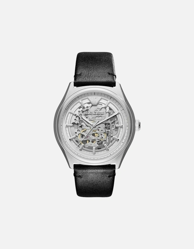 AR60003 Automatic Black Leather Skeleton Men's Watch