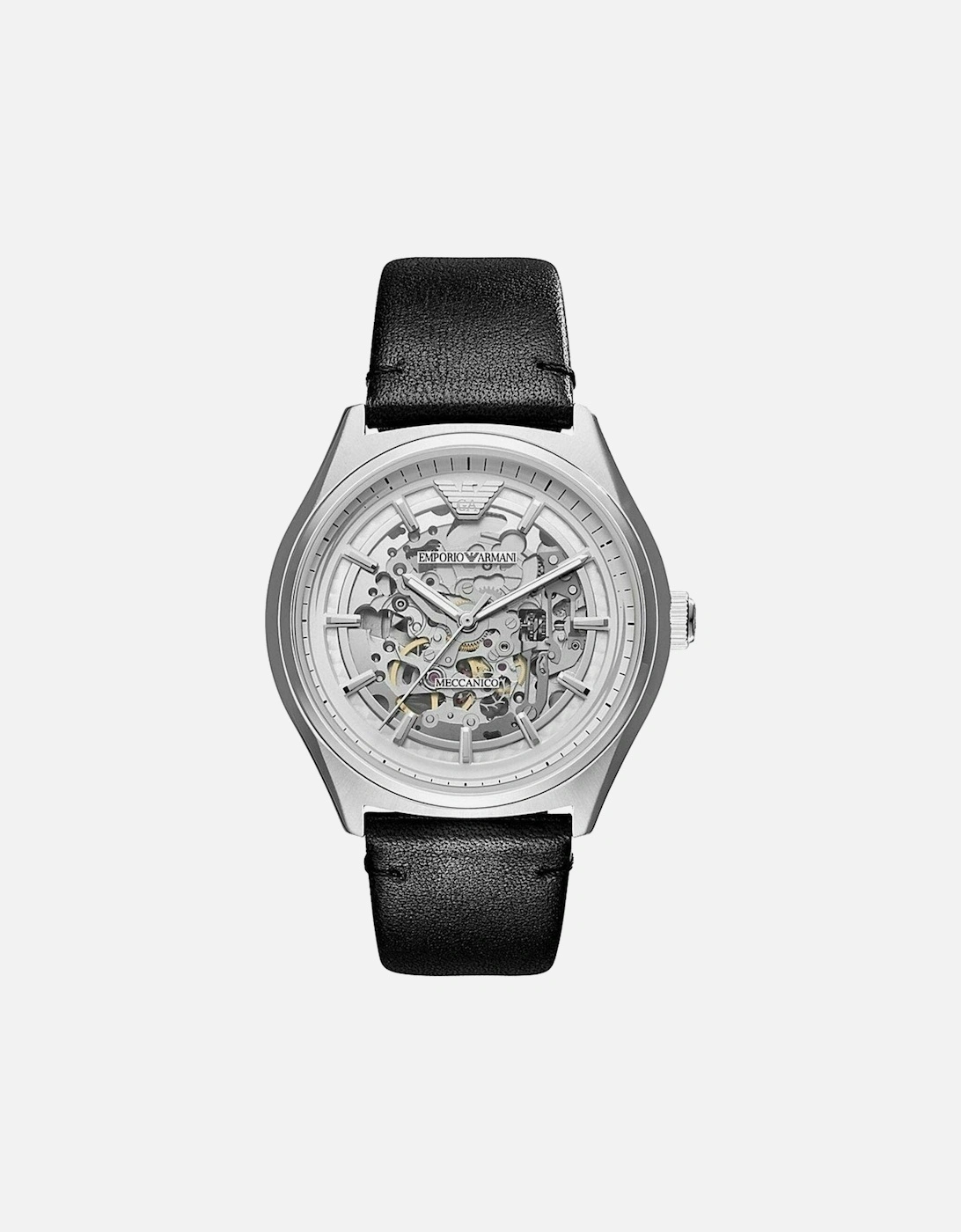 Men's Emporio Armani AR60003 Automatic Black Leather Skeleton Men's Watch