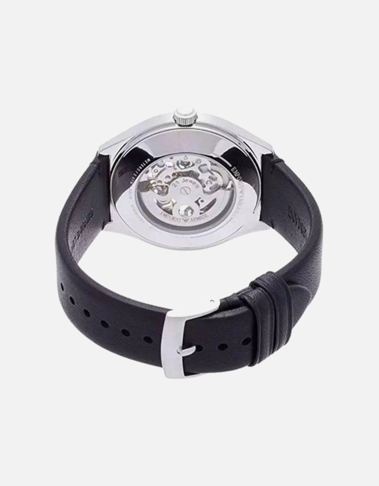 AR60003 Automatic Black Leather Skeleton Men's Watch