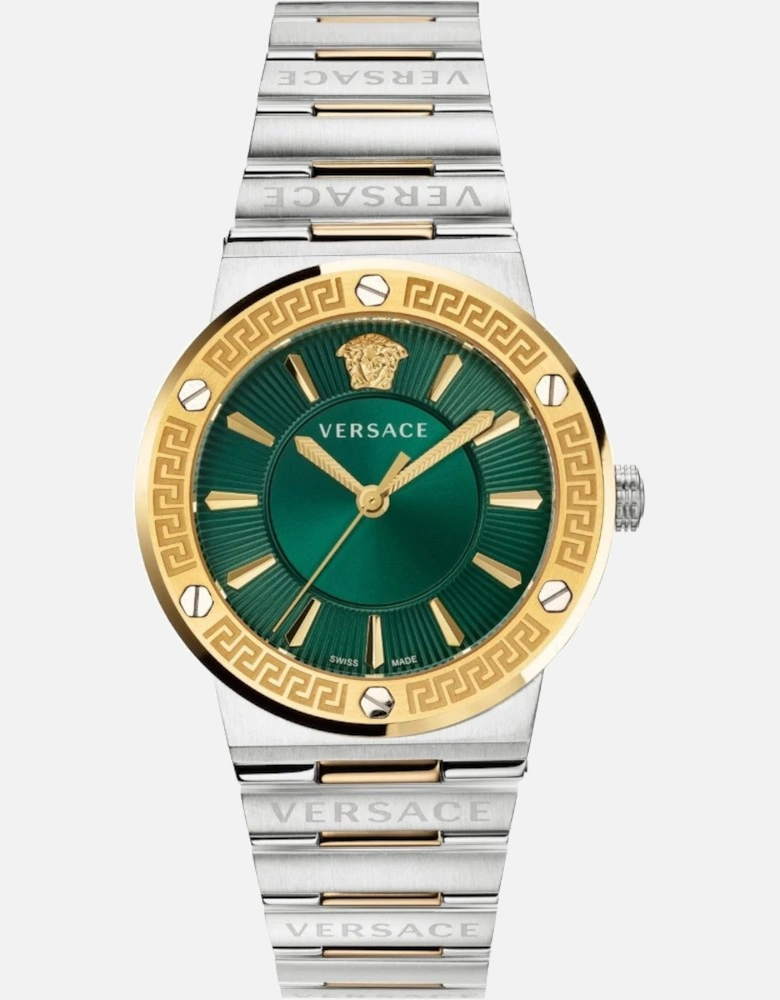 VEVH00720 Greca Logo Two-Tone Green Ladies Watch