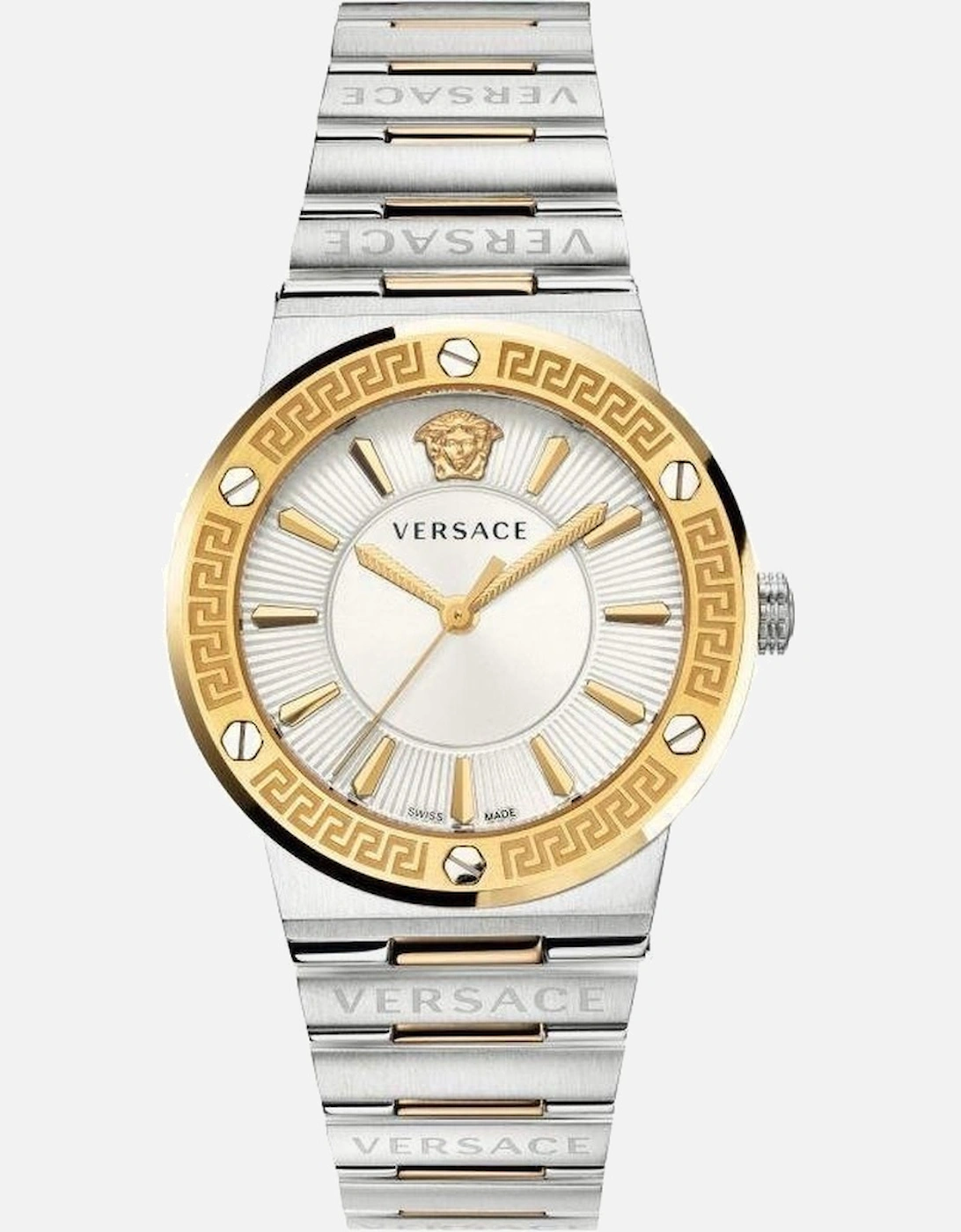 Versace Greca Logo VEVH00620 Women's Quartz Watch Two Tone silver gold white New - Image 4