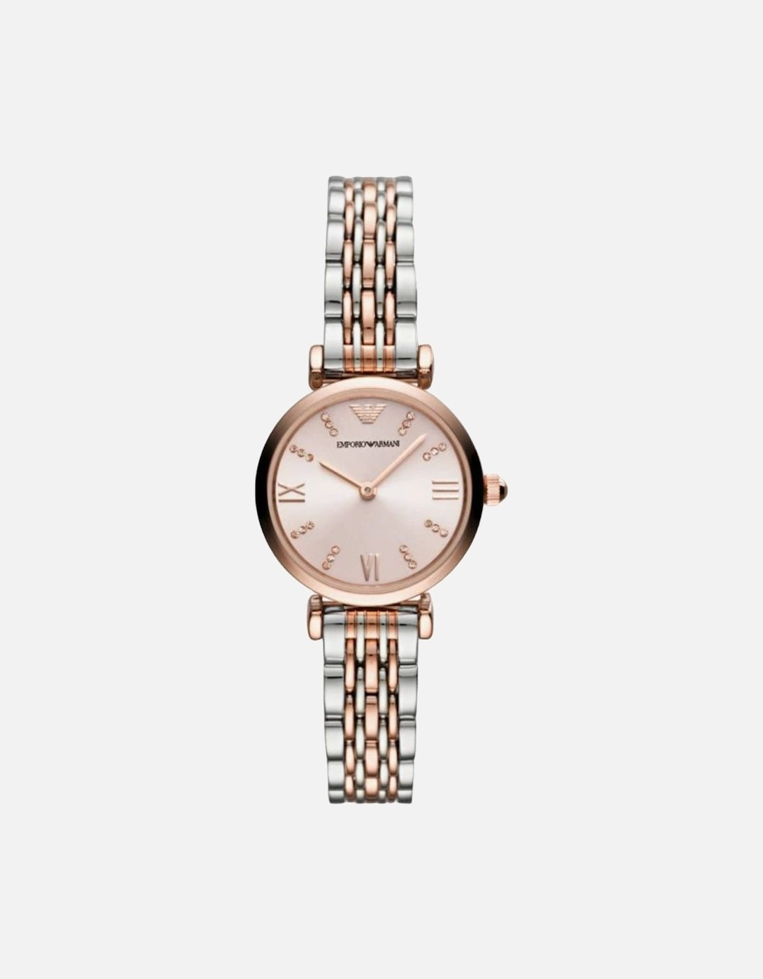 Women's Emporio Armani AR11223 Pink Dial Two Tone Ladies Watch - Brown